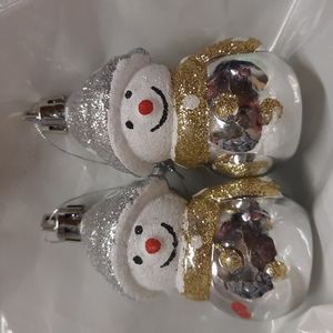 Silver & Gold snow man glitter christmas Ornaments